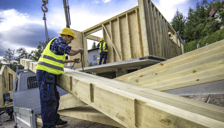 Working on a prefabricated house