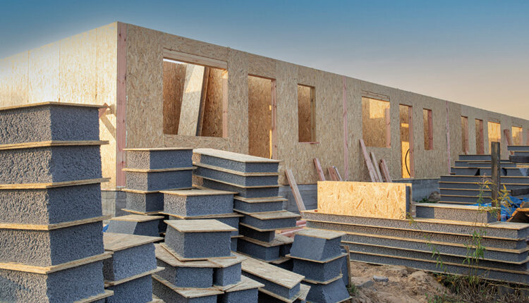 Construction site of town houses from SIP panels.